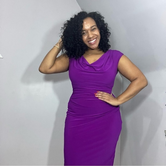 Ralph Lauren purple bodycon jersey knit dress business casual everyday normcore - Picture 5 of 11